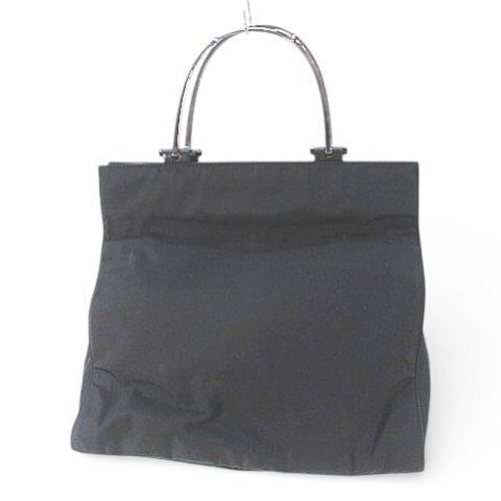 Gucci Handbag Tote Bag Silver Metal Handle Black